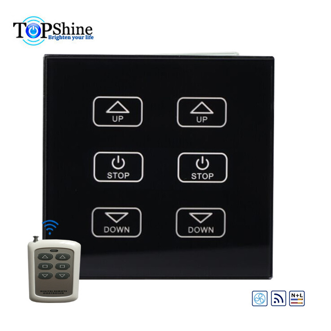 Topshine Capacitive Touch Panel 6 Button 2 loads Remote Control Fan Switch For Stepless Fan Speed Regulation