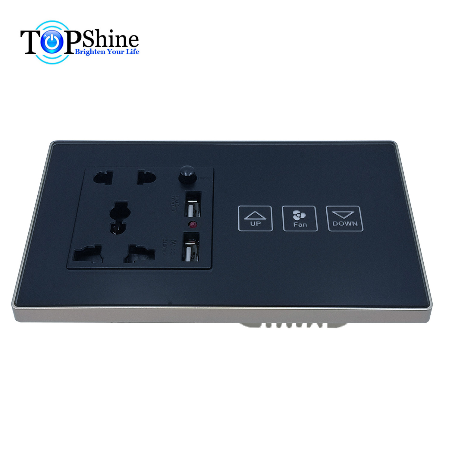 Topshine 147 type modularized multi-function 1 to 4 gang smart touch switches with EU 16A power socket