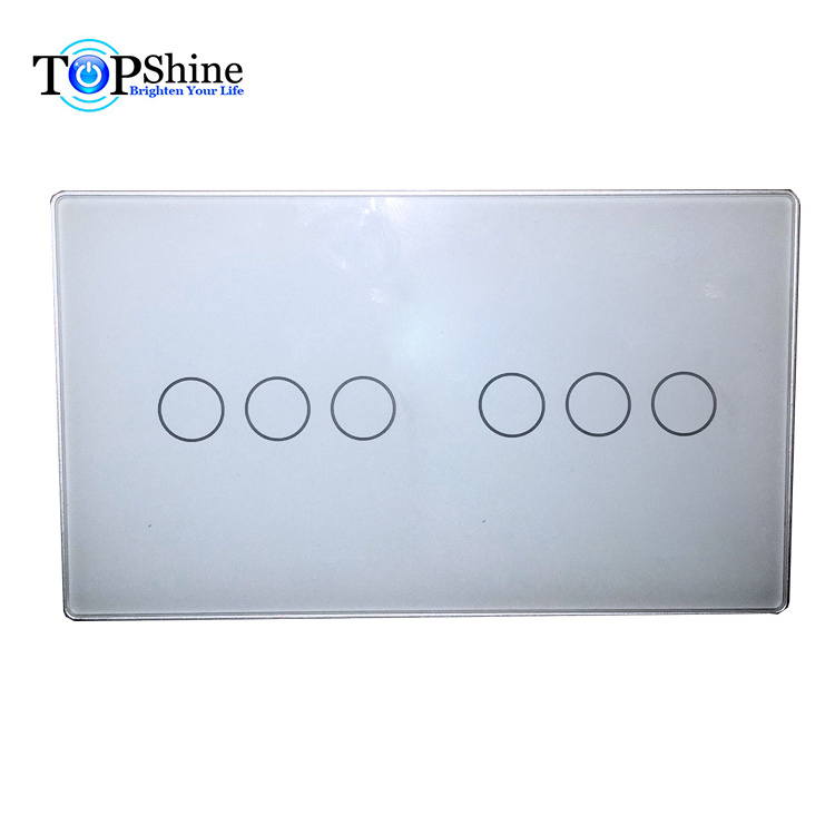 Topshine 147 type Alexa and Google home enabled 5 to 8 gang dimmer fan curtain freely combined Wi-Fi smart touch switch