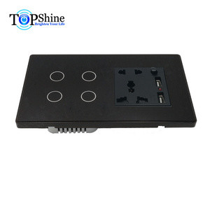 Topshine 147 type modularized multi-function 1 to 4 gang smart touch switches with EU 16A power socket