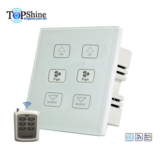 Topshine Capacitive Touch Panel 6 Button 2 loads Remote Control Fan Switch For Stepless Fan Speed Regulation