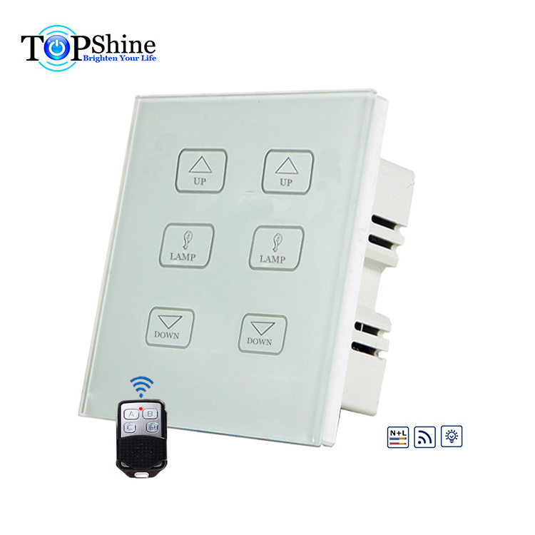 Topshine UK Standard white glass remote control 6 gang wifi led dimmer touch switch for dimmable lights