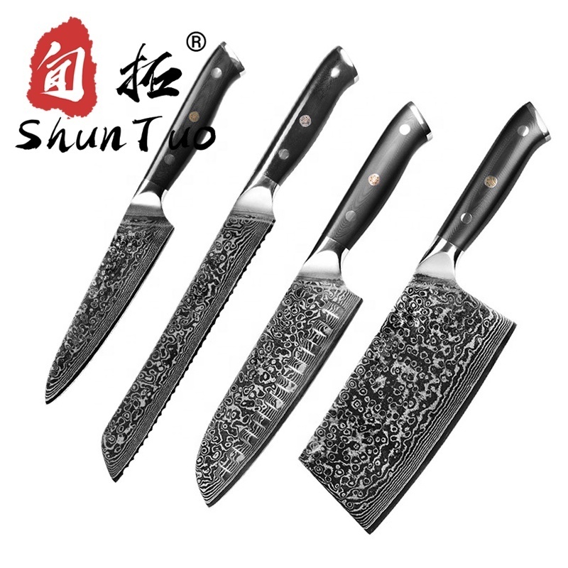 vg-10 steel damascus block couteau knife set damasacus black diamond chef stainless steel knives