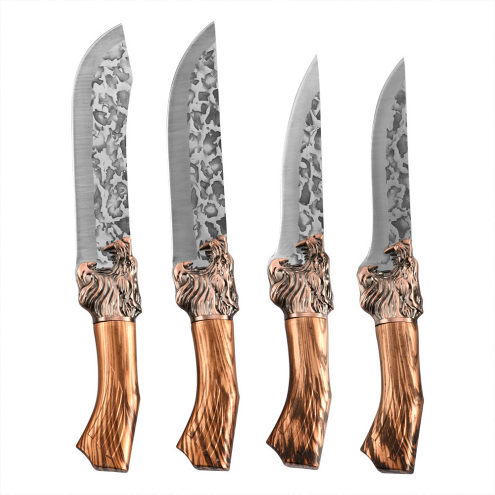 japanese kitchen santoku knives forged 6 pcs handmade damascus steel layer pattern knife with logo