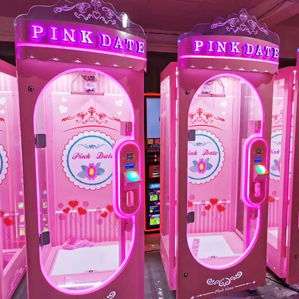 Coin Operated Game Arcade Claw Crane Machine Pink Date Gift Game Cut Prize Machine Toy Cut Prize Machine