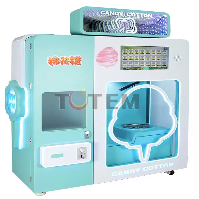 Mint Green and Pink Color Attract Girls Beautiful Cotton Candy Vending Making Special Cotton Candy Machine