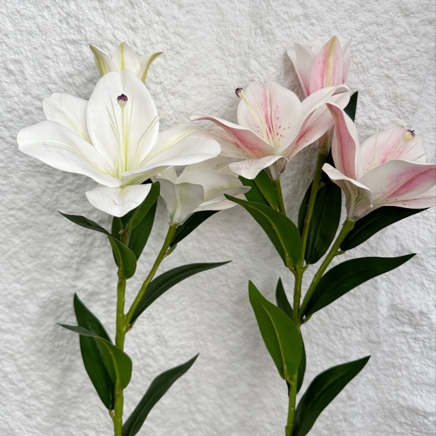 Wholesale Nearly Natural Flowers Realistic Lily Bouquet 3 Head Artificial Lily for Home Wedding Party Decoration