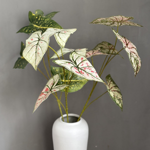 Gorgeous Realistic Greenery Artificial Caladium Bicolor Plant for Home Office Decoration