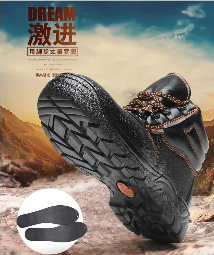 Wholesale metal sole inside waterproof anti-slip anti-puncture construction working hiking men safety shoes