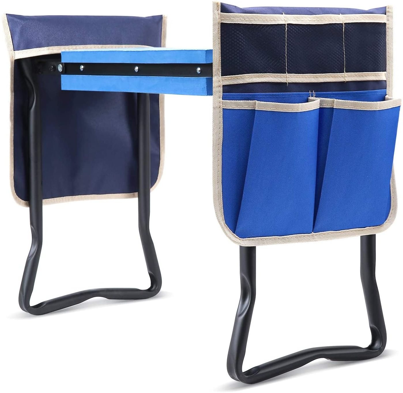 Folding Garden Kneeler Bench Stool Heavy Duty Kneeling Pad and Seat with Tool Pouch