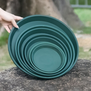 10.5 12 14 25 Inch Plant Saucer Drip Trays Dark Green Plastic Tray Saucers Indoor Outdoor Flower Pot Round