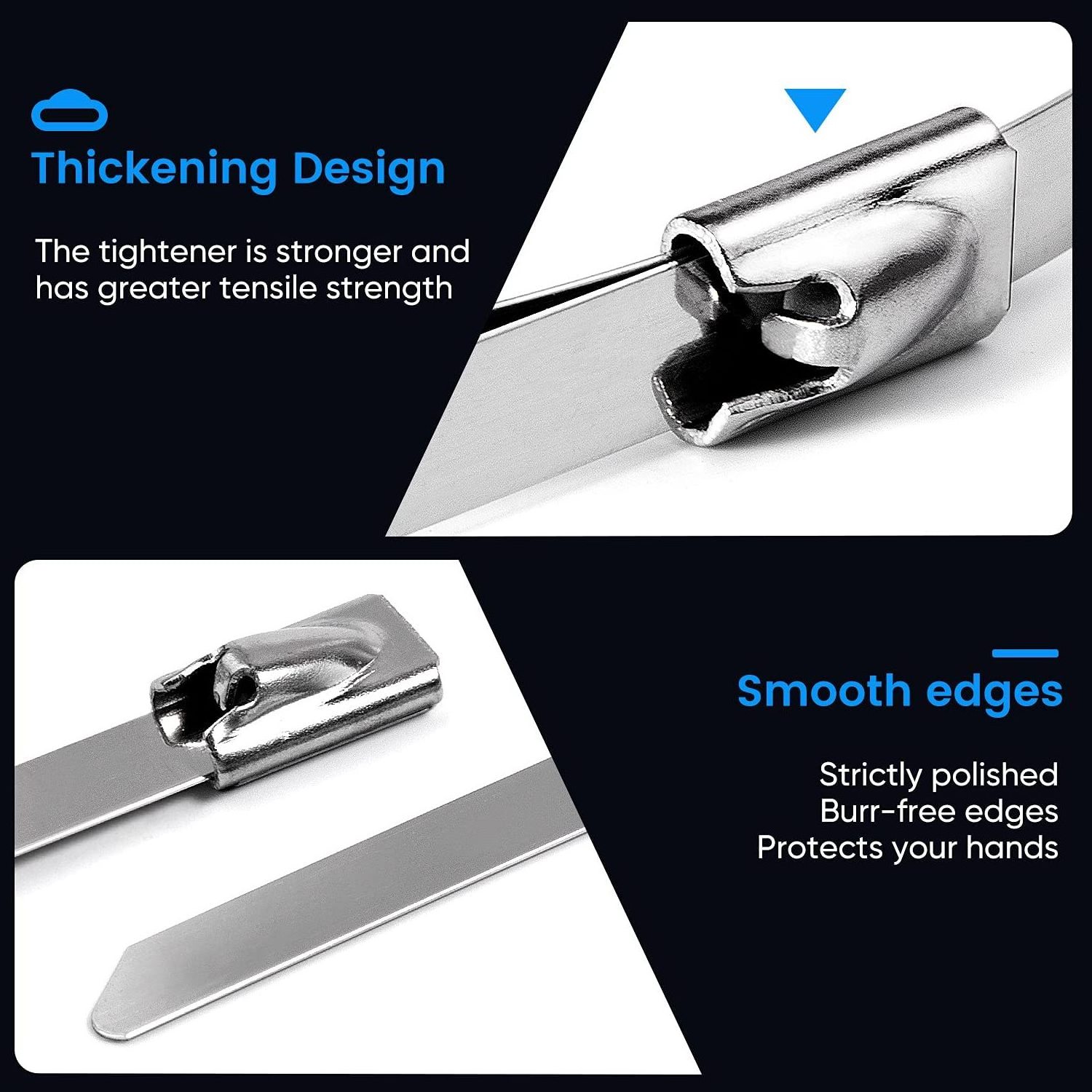 metal zip ties, 11.8 Inch,304 stainless steel zip ties multi-purpose metal cable ties stainless steel cable tie