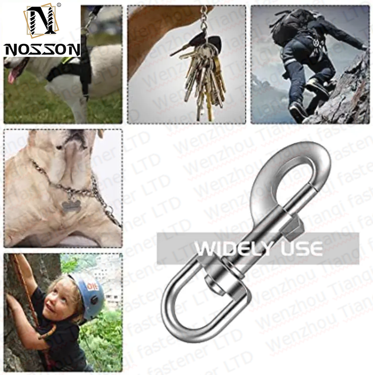 Top Quality Grade 316 Stainless steel AISI 304 AISI 316 SS304 SS316 Double Eye Double Ends Swivel snap hook for Bag or Pets