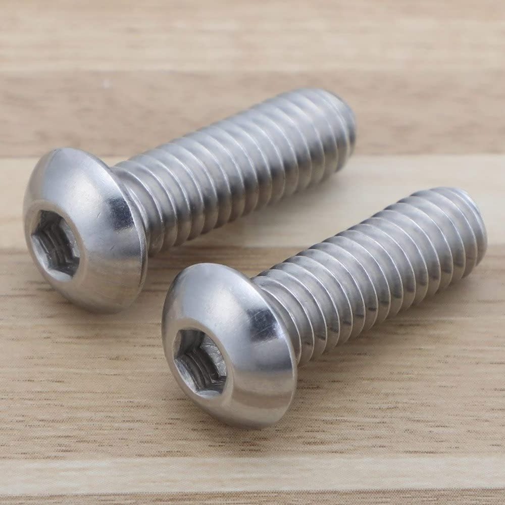 1/4-20 x 1/2 Inch Button Head Socket Cap Bolts Screws, 18-8 Stainless Steel (304), Bright Finish, Full Thread, Allen Hex Drive,