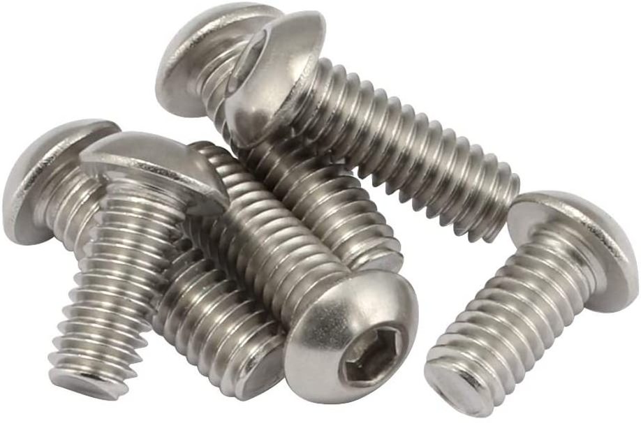 1/4-20 x 1/2 Inch Button Head Socket Cap Bolts Screws, 18-8 Stainless Steel (304), Bright Finish, Full Thread, Allen Hex Drive,