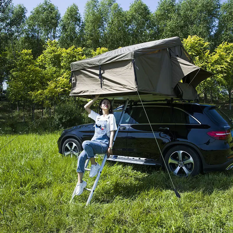 Camping Clam Shell Automatic Canvas Aluminum Car Roof Top Tent