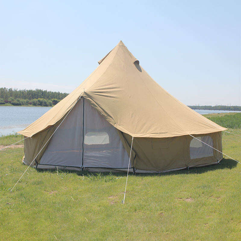 Hot Selling Outdoor Camping Tent Bell-Shaped Yurt 5m Canvas Bell Tent For Sale