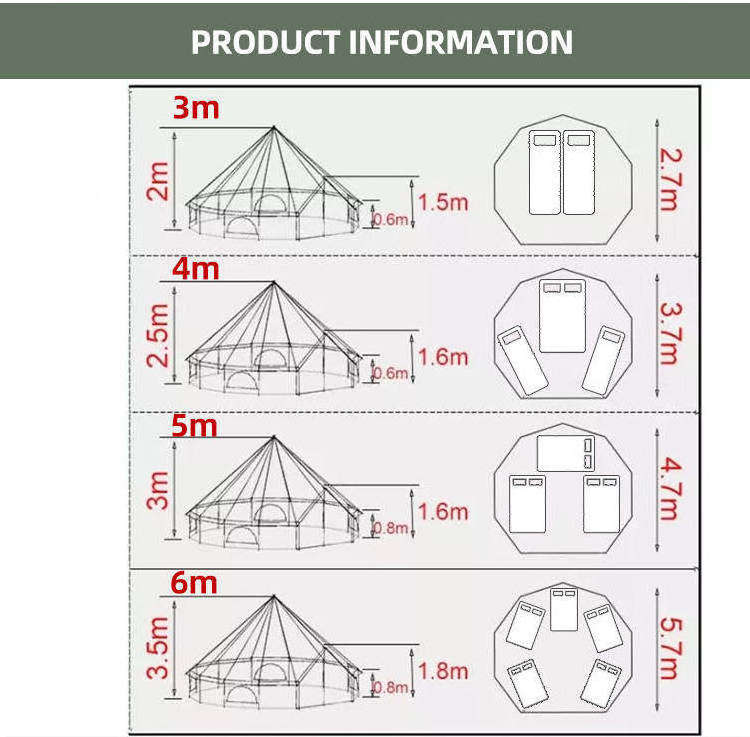 Hot Selling Outdoor Camping Tent Bell-Shaped Yurt 5m Canvas Bell Tent For Sale