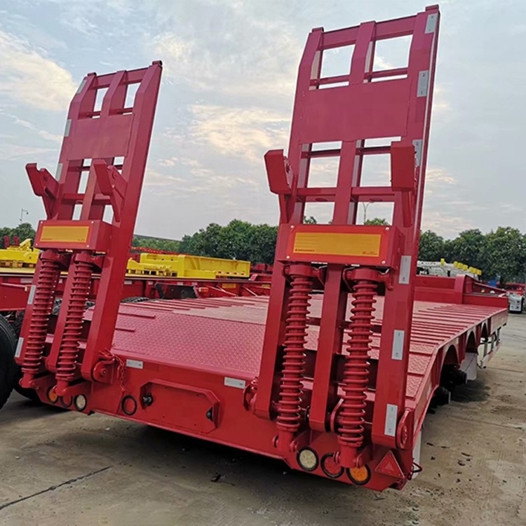 Excavator Lowbed trailer  2 3 4 axle Low bed loader 30 ton 50 60 ton low bed trailer Semi Truck Trailer for sale