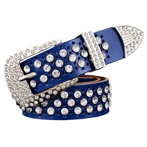 New Arrival  Rhinestone Custom Stylish bb belt men rhinestone Women Shiny Crystal Studded Leather Belts Fashion Designer Belt