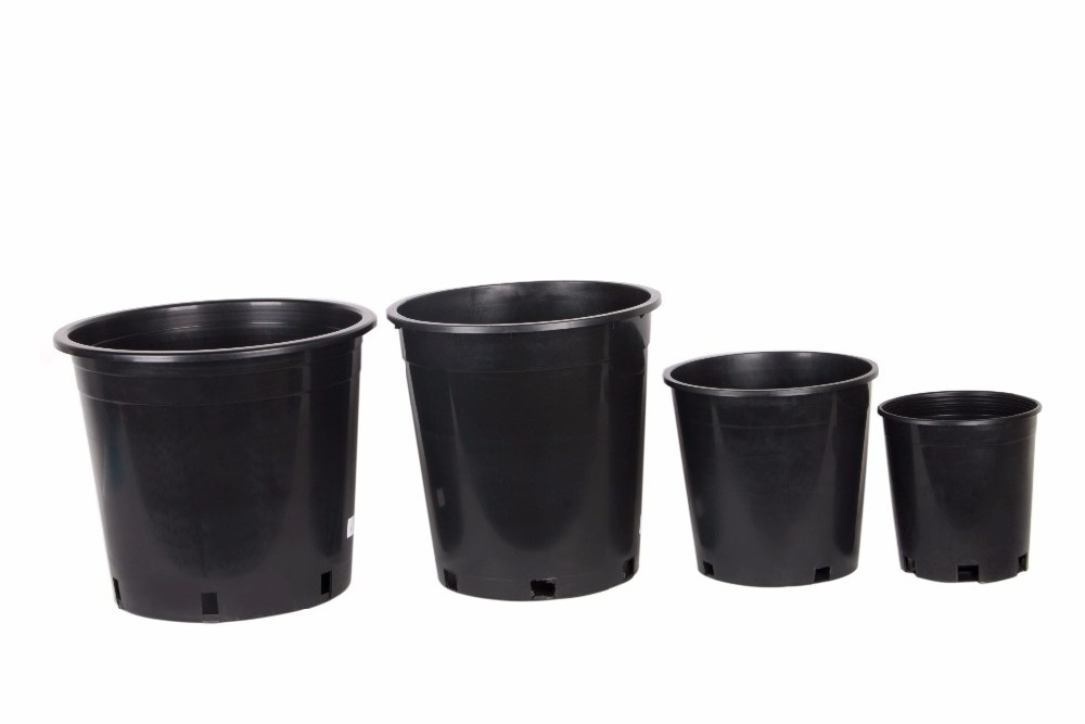 Plastic Plant Pots 1 Gallon Black Flower Pot Modern ABS Garden Plant Grow