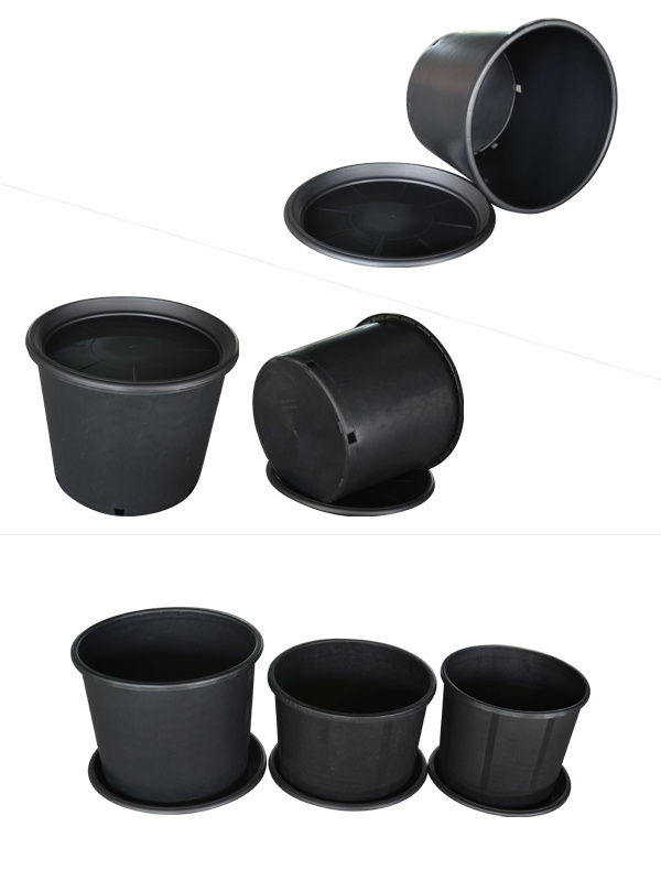 Plastic Plant Pots 1 Gallon Black Flower Pot Modern ABS Garden Plant Grow