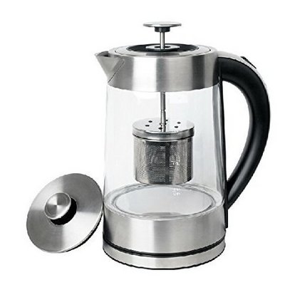 CE GS ROHS LFGB ETCL CB 2 in 1  1.7L Electric Glass tea kettle