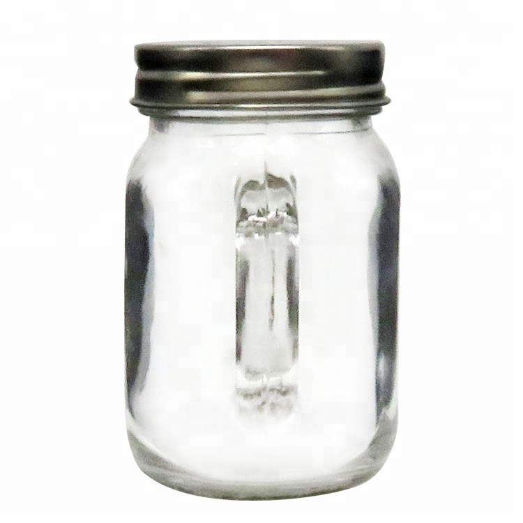 Wholesale mini glass mason jar 4oz mug shot glass handle with lid