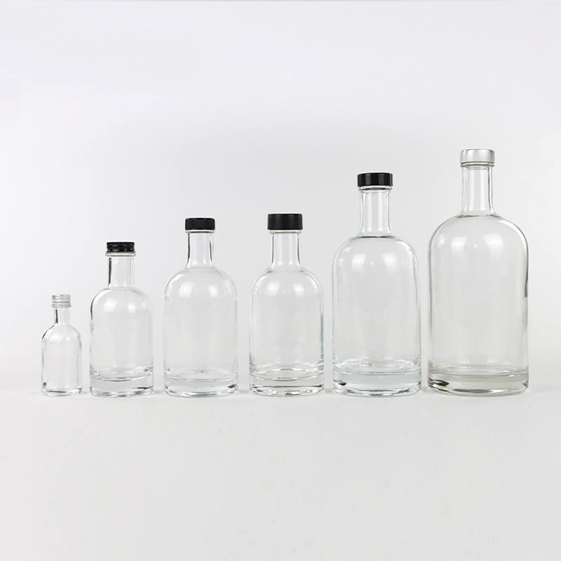 Empty Nordic Round 750ml Liquor Gin Vodka Glass Bottle for Sauces with 33/400 Screw Cap