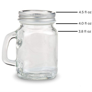 Wholesale mini glass mason jar 4oz mug shot glass handle with lid