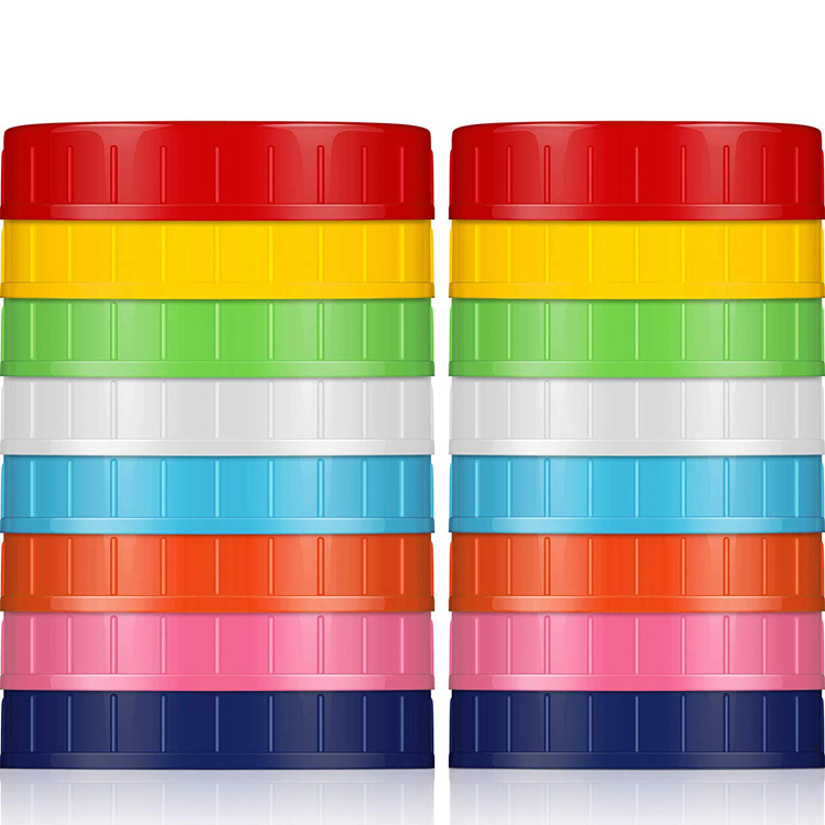 16pack Colorful New Arrival 70mm 86mm BPA Free Leak-Proof Plastic Screw Cap For Mason Jar