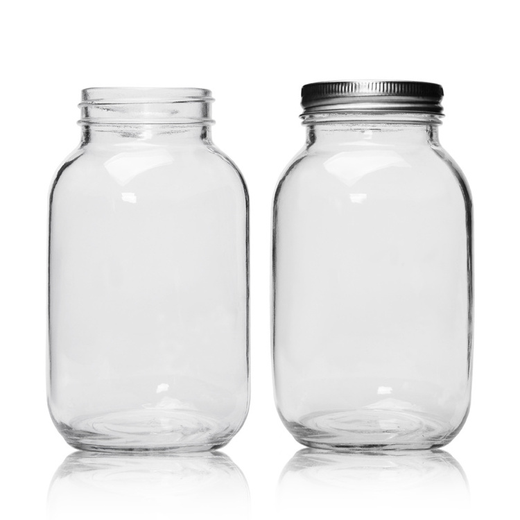 32oz 1000ml Regular Mouth Food Containers Mason Glass Jars with Metal Lids