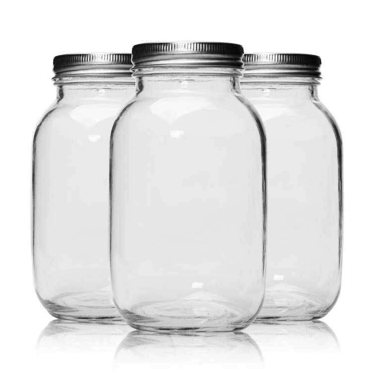 32oz 1000ml Regular Mouth Food Containers Mason Glass Jars with Metal Lids