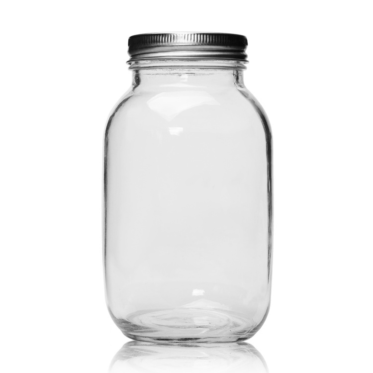 32oz 1000ml Regular Mouth Food Containers Mason Glass Jars with Metal Lids