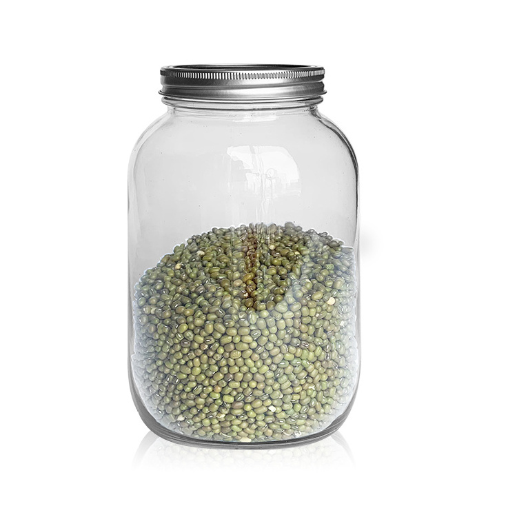 Top Sale 64oz Half Gallon Wide Mouth Big Glass Mason Jar with Plastic Or Metal Lid