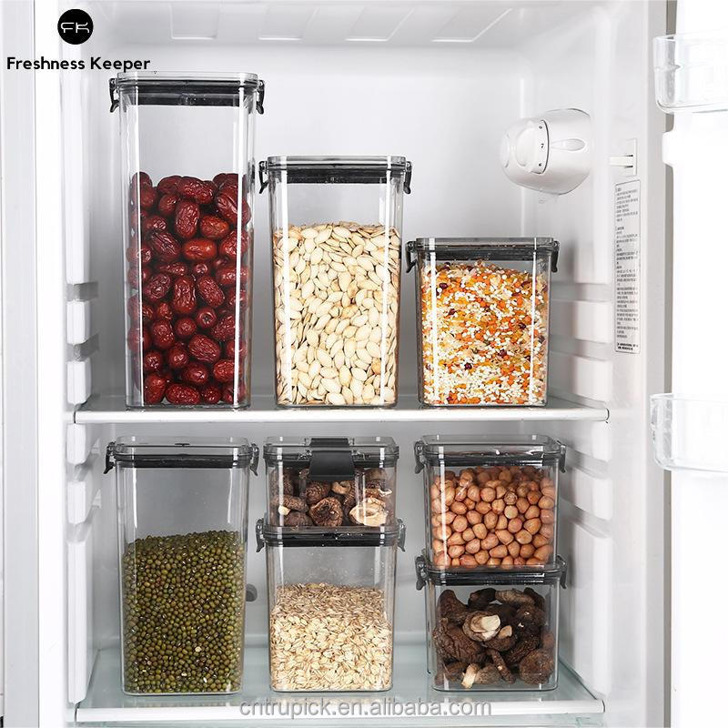 Hot Selling Pantry Fridge Kitchen Storage Box Stackable Transparent Plastic Airtight Food Lock Storage Containers Set