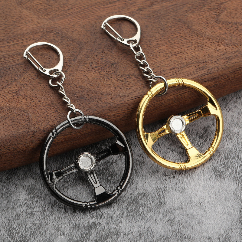 Hot Selling Personality Racing Steering Wheel Modified Muscle Cars parts KeyChain Steering Wheel Creative Model Metal Key Chains