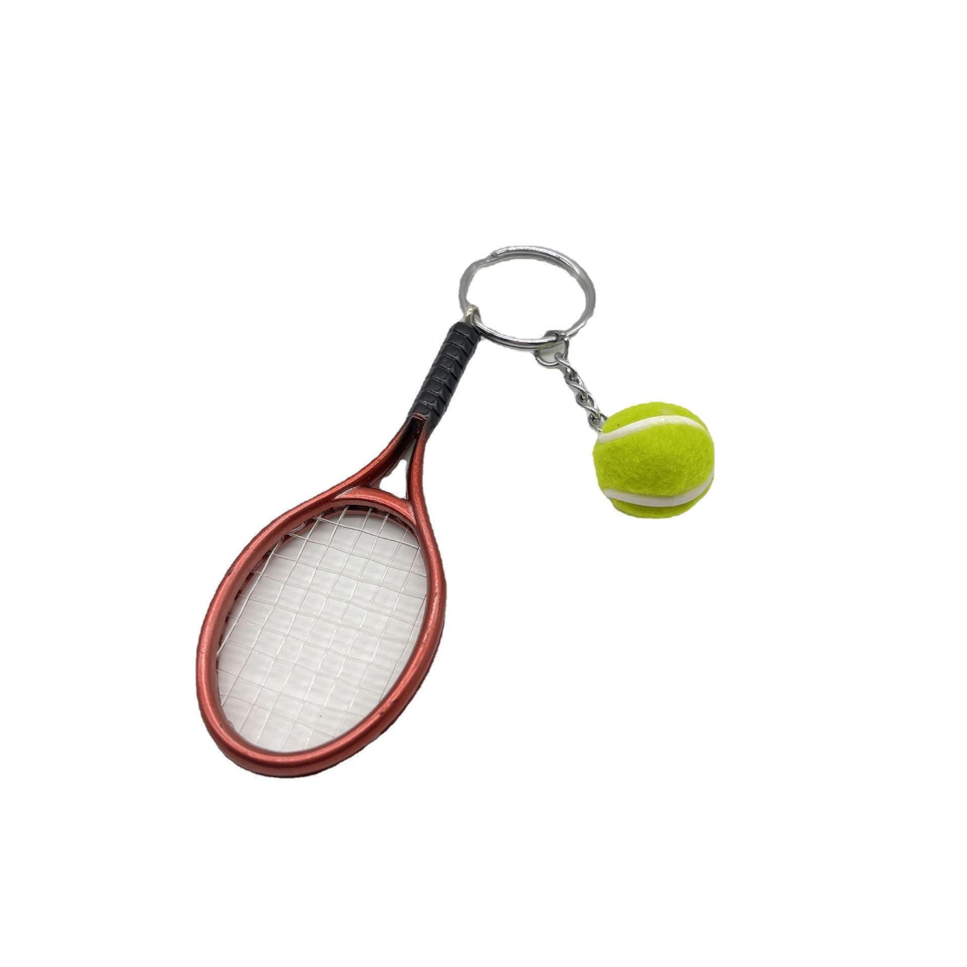 OEM Cute 3D Mini Tennis Racket and Ball Keychain Set Sport Tennis Ball Key Chain Tennis Gifts