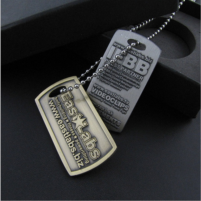 Fast Delivery Custom Metal Square Antique Nickel 2D Embossed Logo Dog Tag