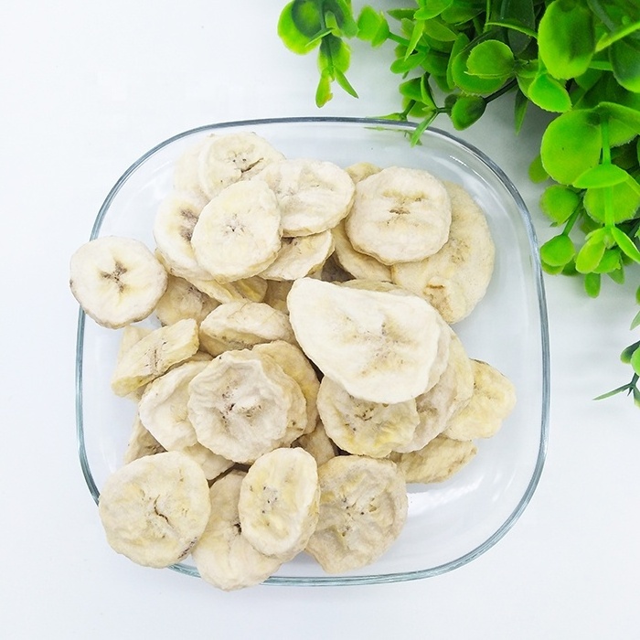 Tasty crispy healthy bulk yellow freeze dried banana sweetened dried banana slices chips