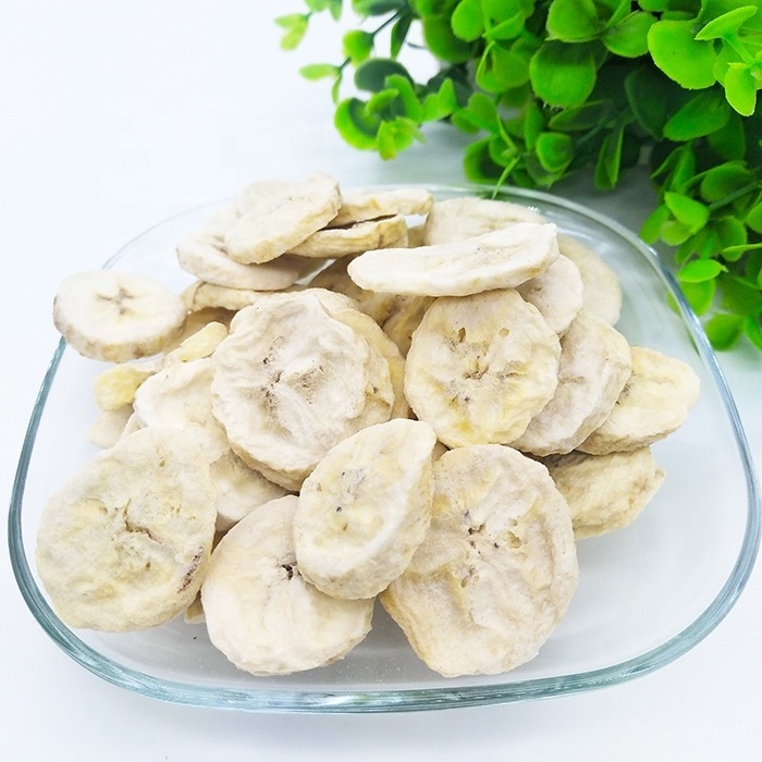 Tasty crispy healthy bulk yellow freeze dried banana sweetened dried banana slices chips