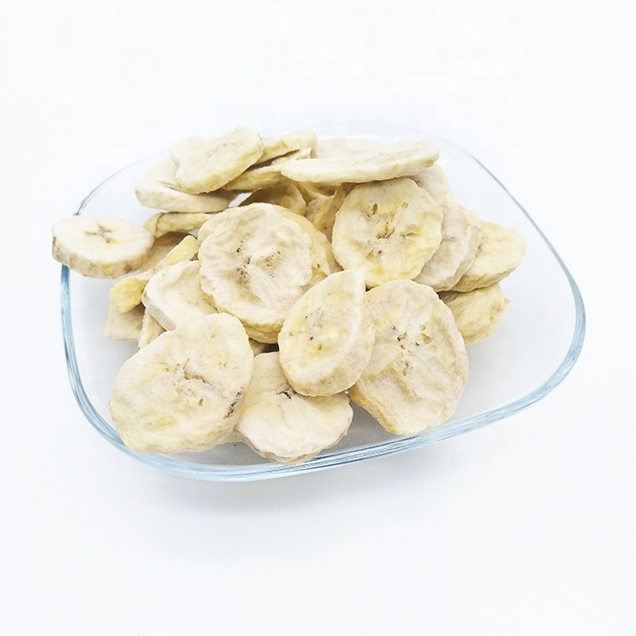 Tasty crispy healthy bulk yellow freeze dried banana sweetened dried banana slices chips