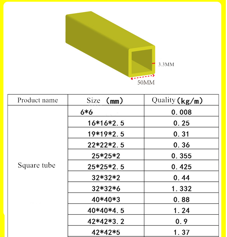 Fiberglass Pultruded profile FRP construction Reinforced beams GRP Pultrusion Rectangular Pipe