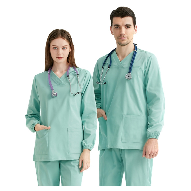 Nursing Sets Dentist Cleanroom Uniform Sets Custom Navy Blue Unisex Scrub Sets