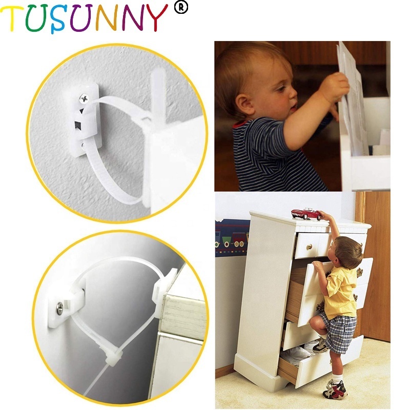 Furniture Straps Anti-Tip Restraint Furniture Anchor Kit Adjustable Child Safety Straps Attach Furniture to Wall