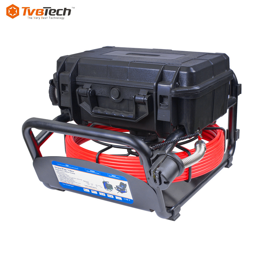 TVBTECH 6.8MM Pipe Camera Cable Drain Sewer Cameras Inspection System with 70/100Ft Cable And Skids