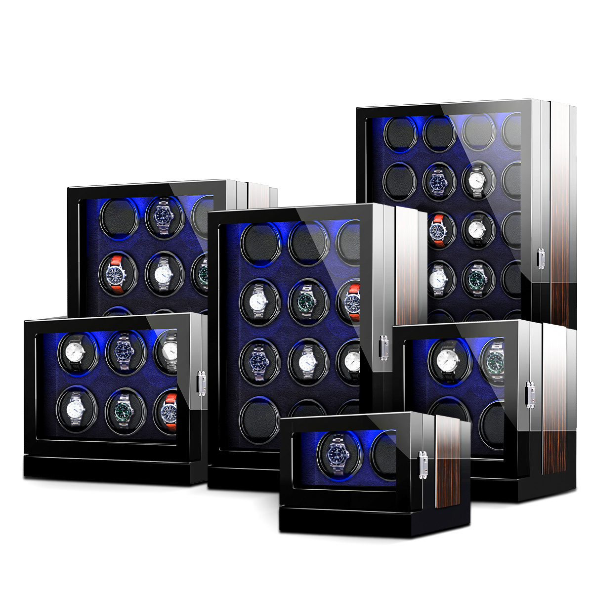 Watch winder safe with led light touch screen luxury watch winder box for two watches