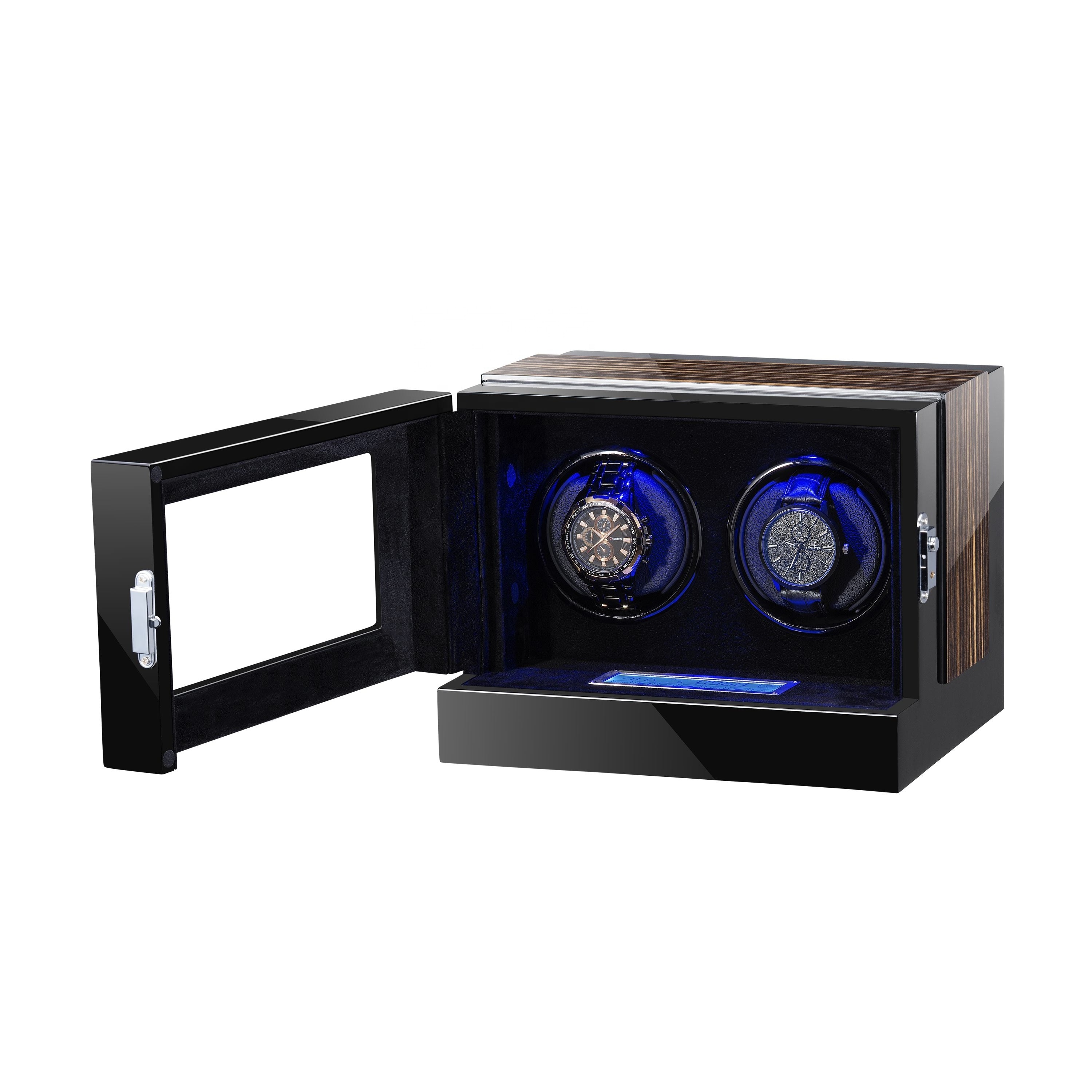 Watch winder safe with led light touch screen luxury watch winder box for two watches