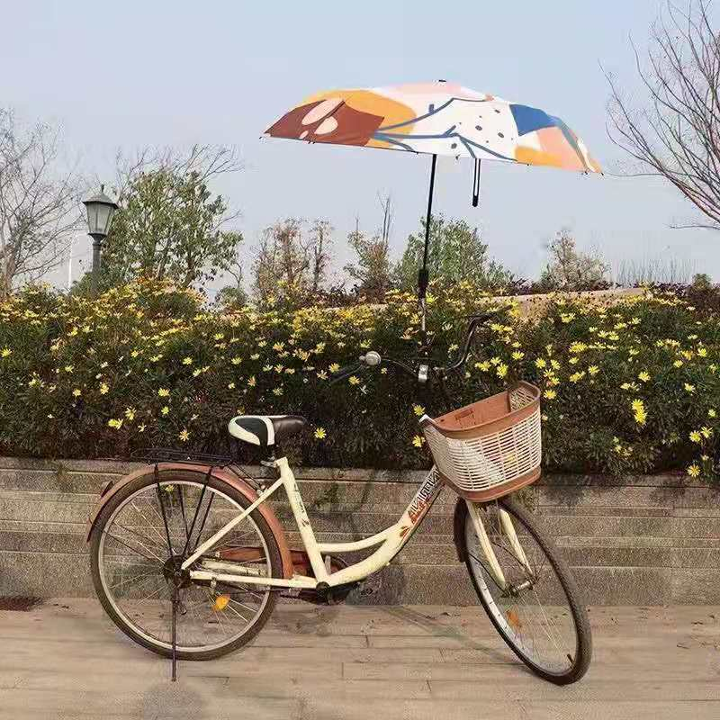 Portable Multi-functional Long Double Vent Canopy 3 Folding Beach Chair Bike Bicycle Umbrella with Clamp Holder