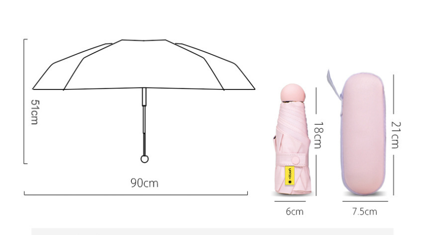 2023 New Arrival UV Protection light weight Ladies five Fold Mini Umbrella